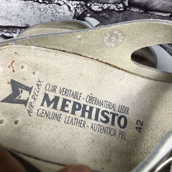 Mephisto White Genuine Leather Wedge Slides Strap Sandals Women’s Sz 42EU/11M US - Picture 3 of 16